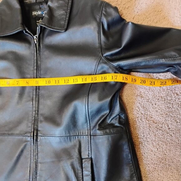 Woman's Style & and Co Genuine Leather Jacket Petite Casual Formal - Picture 11 of 12